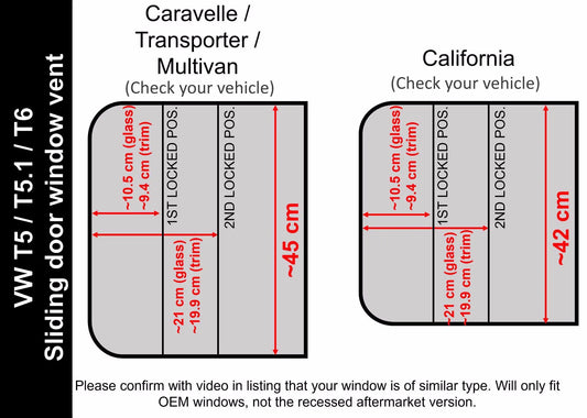 Ventilationsfönster till VW T5 / T5.1 / T6